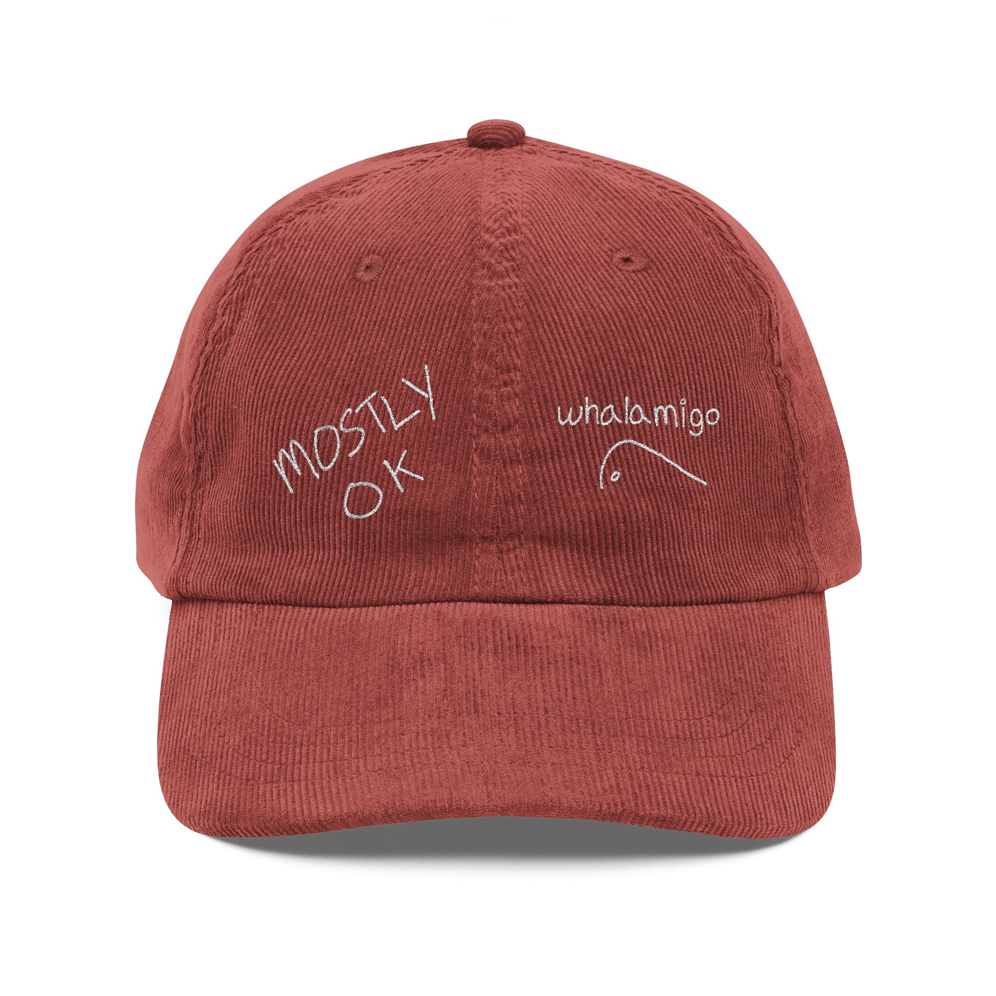 Mostly OK Corduroy Cap — Embroidered Fabric