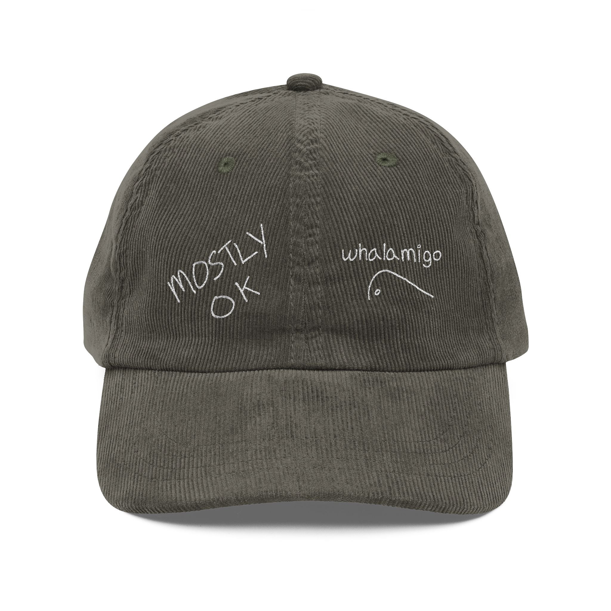 Mostly OK Corduroy Cap — Embroidered Fabric