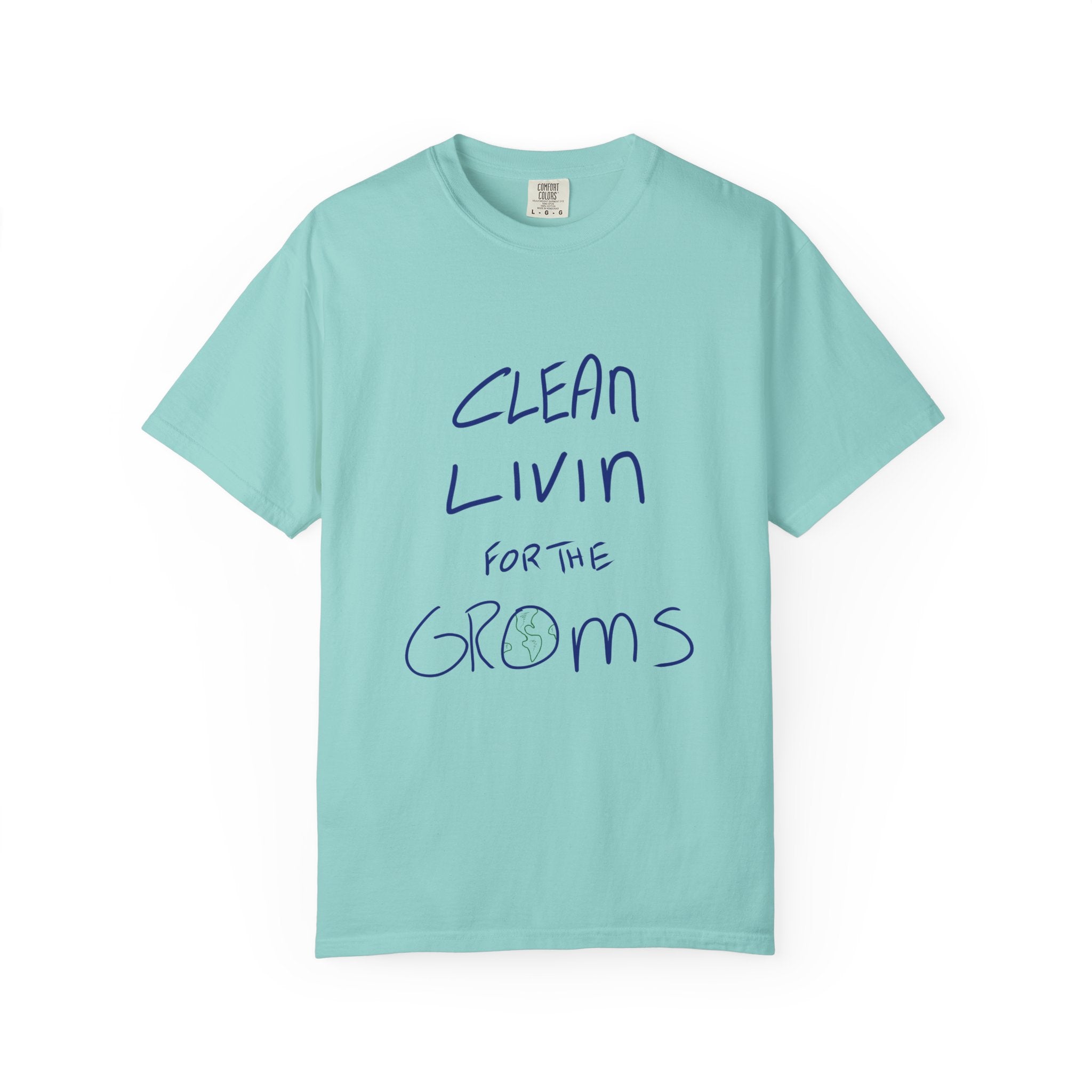 Clean Livin' T-Shirt - Blue/Green Ink to Fabric Print