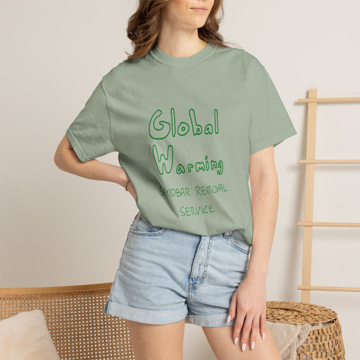Global Warning T-Shirt - Green Ink to Fabric Print; 3 Colors Available